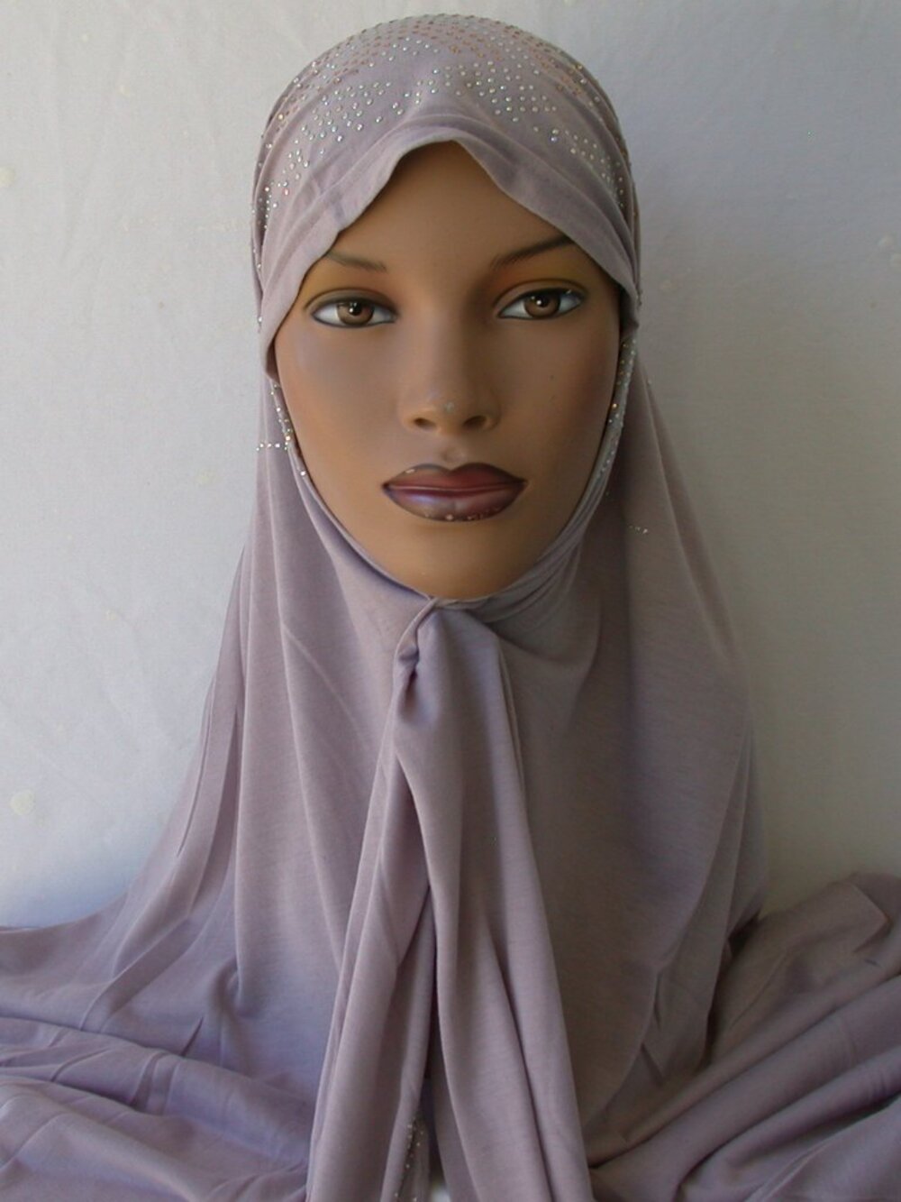 Grey Rhinestone Oblong Scarf Scarves Princess Crown Hijab 29x70 Shawl
